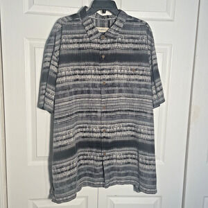 Tommy Bahama 100% Silk Shirt Men 3XL Gray Tripoli Tie Dye Camp Button Up Hawaii